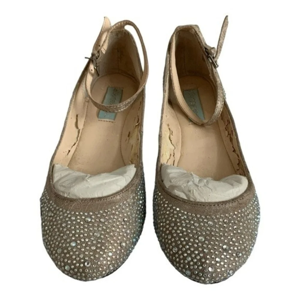 Betsey Johnson Joy Gold Rhinestone Ballet Flats Women’s Shoes Size 7B